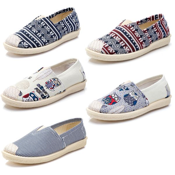 

non-brand espadrilles chaussures women flats casual canvas shoes slip on fashion loafers sneakers breathable 35-40 style 3, Black