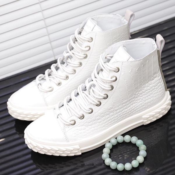 

new luxury stone grain leather upper high sneakers giuseppe sano men's shoes 5175052 sneakers original size 38-44, Blue;gray