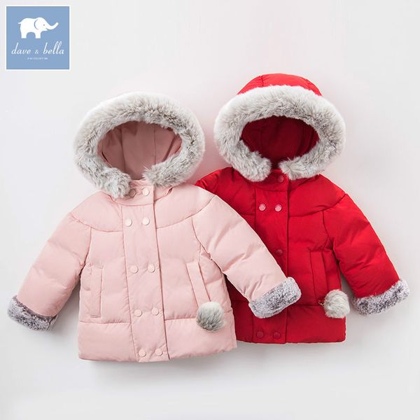 

db5477 dave bella winter infant 2 color girls down jacket children white duck down padding coat kids hooded outerwear, Blue;gray