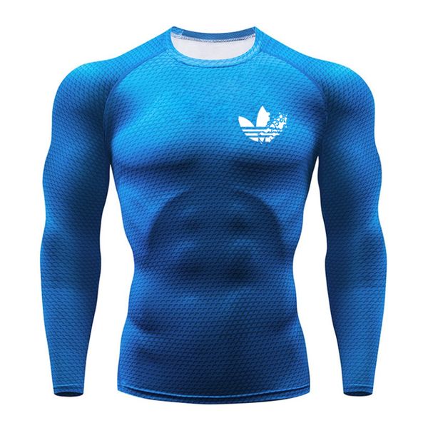

compression men's sport shirts quick dry running shirt sport jogger training long sleeve tshirt gym fitness clothes, Black;blue