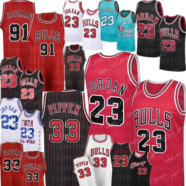

ncaa 33 scottie pippen mj 23 michael bull jersey 91 dennis rodman basketball jerseys college university mj retro mesh jersey, Black;red