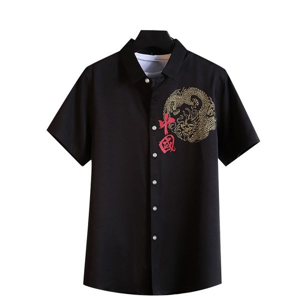 

chinese style mens short-sleeved shirts white blue black shirt men summer new men shirt large size s-7xl man top, White;black