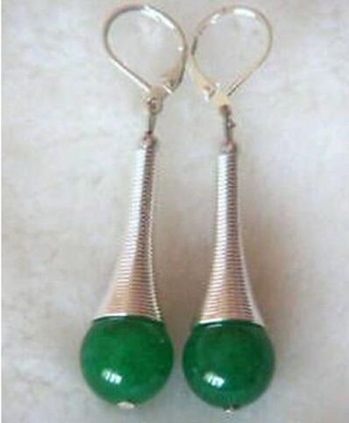 

fashion girl long earrings ture green 12mm tibet silver beautiful earring
