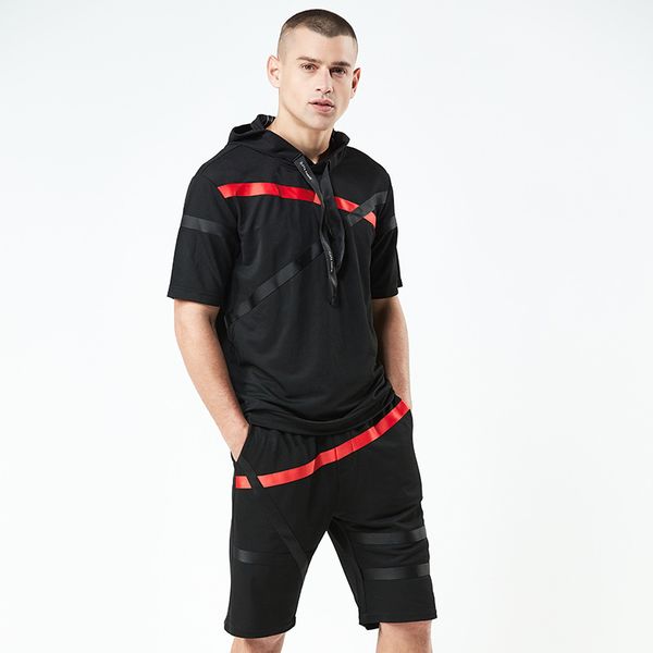 

brand men sportswear hoodies short sleeve t-shirt shorts sporting suit two piece set for tracksuits, Gray