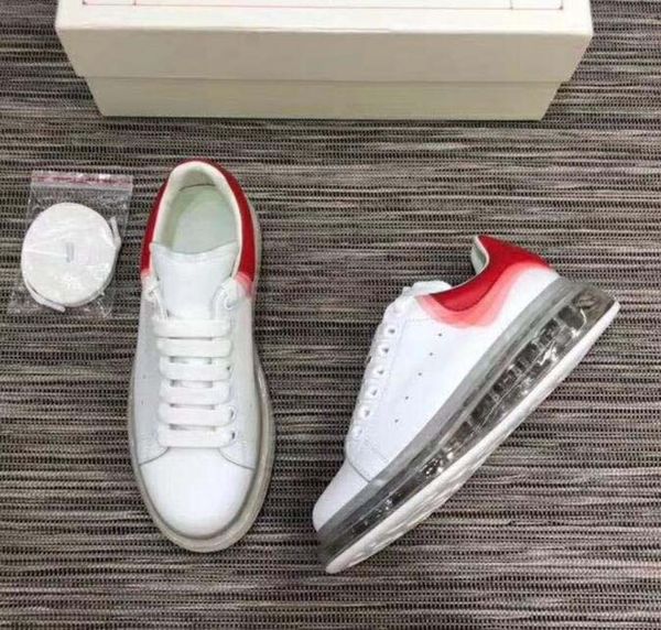 

luxury designer casual shoes mens high transparent rubber vacuum bottom sneakers womens trainers white leather platform shoes a11, Black