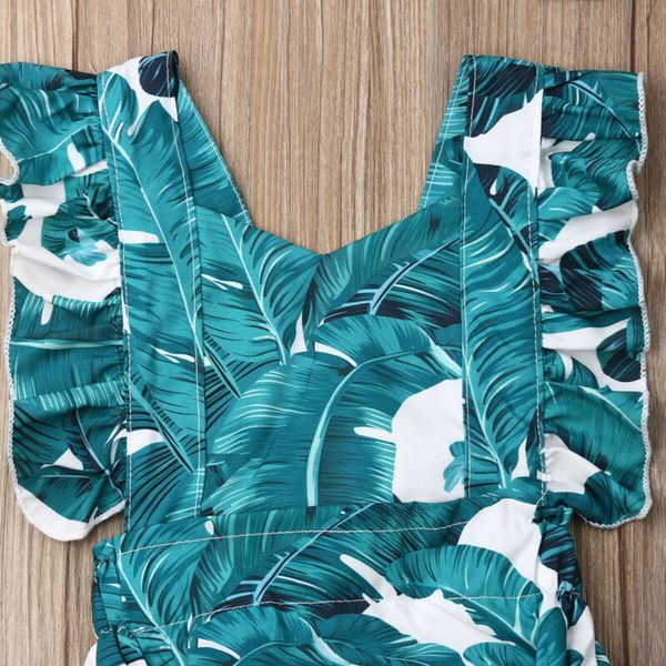 

new 2pcs toddler baby girls summer leaves romper one-pieces sunsuit clothes, Blue