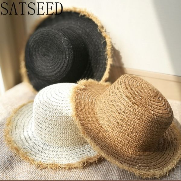 

summer korean hat female british sunscreen straw hat beach bow flat cover sun holiday style broken edge straw, Blue;gray