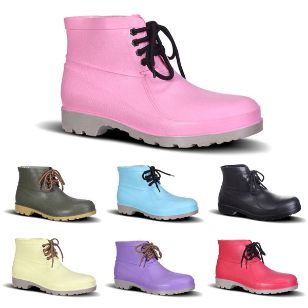 Top 2020 Homens botas de chuva Low Seguro Trabalho mineiro Shoes No-Brand Design Aço Toe Cap Preto Amarelo Rosa Roxo Vermelho Verde Escuro 38-44