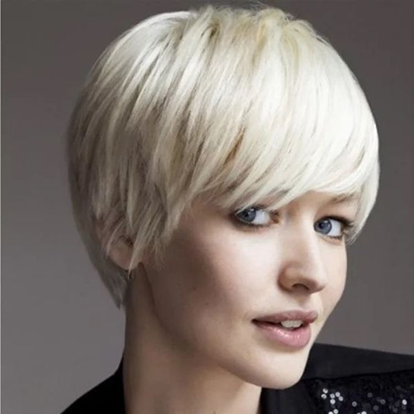 

hairpiece female pure white short straight hair men and women general foreign trade factory direct fashion hood, Black