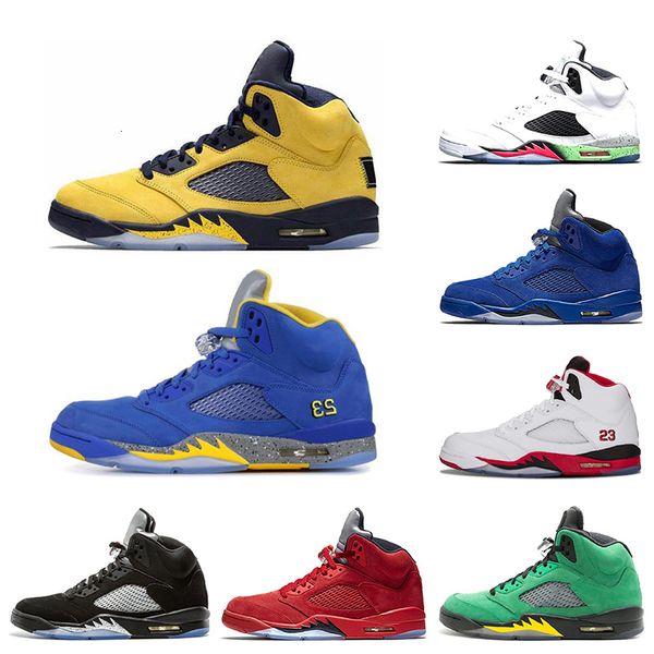 

new trophy room ice blue 5 5s mens basketball shoes laney blue red suede fab 5 sp fire red sports sneakers 7-13