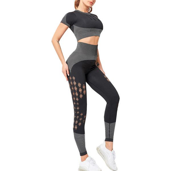 

yoga outfits sports fitness suit two piece navel high waist tight pants gym clothing set, White;red