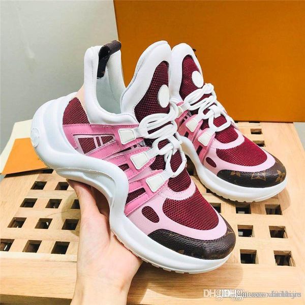 

2018newisvuitton 2018lv archlight monogram wave shaped red pink trainer shoes sneakers with box