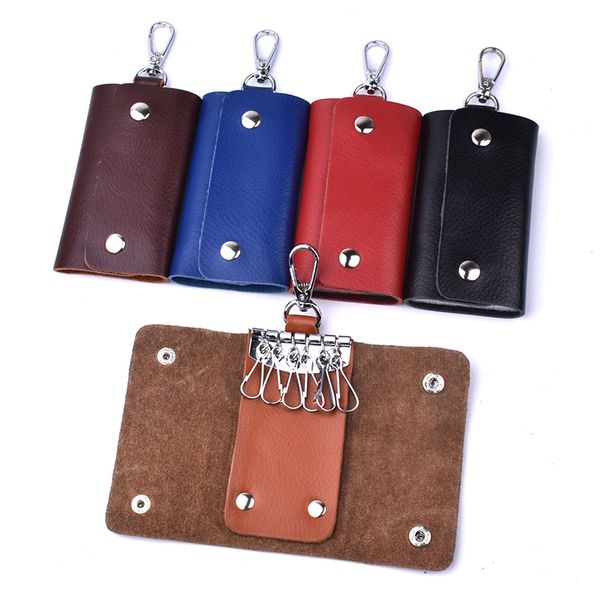 

genuine leather key case card holder bag wallet housekeeper keychain key organizer case cover pouch portachiavi pelle, Red;blue