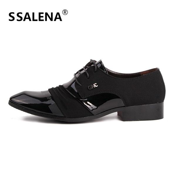 

men leather formal shoes men pointed toe casual shoes fashion lace up wedding party oxfords business size 37-44 #b1820, Black