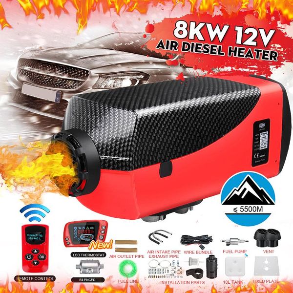 

car heater 12v 8000w air heat remote control lcd thermostat diesel fuel parking heater for car truck boat bus trailer