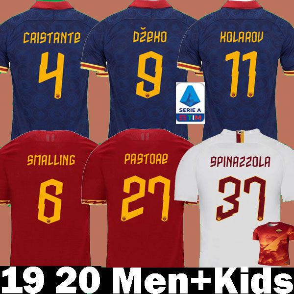 

thailand as maillot roma soccer jersey de rossi dzeko zaniolo rome 2019 2020 totti perotti jerseys 19 20 football kit shirt men + kids, Black;yellow