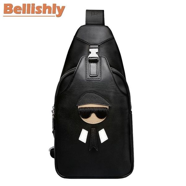 

bellishly men's designer borses man bags 2019 male chest bag teenager genuine leather messenger bag super cool s