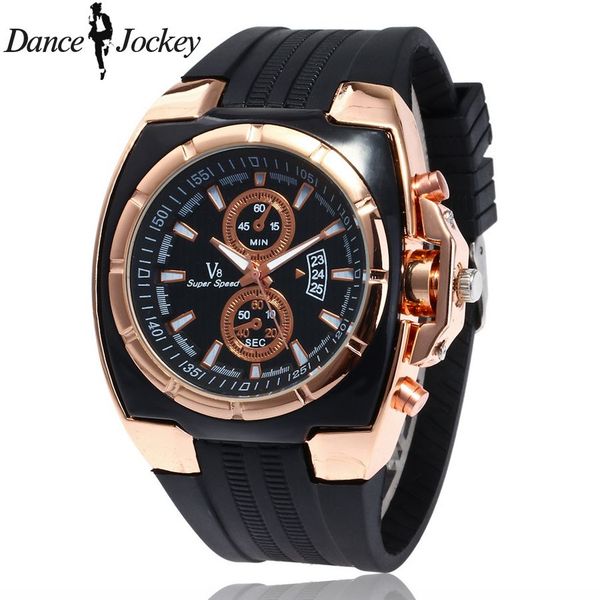 

2017 fashion men big dials casual male silicone strap watch round analog quartz men sport watch, Slivery;brown