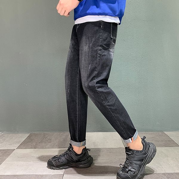 

autumn retro jeans men's fashion washed casual harem jeans pants man streetwear wild hip hop loose denim trousers mens, Blue