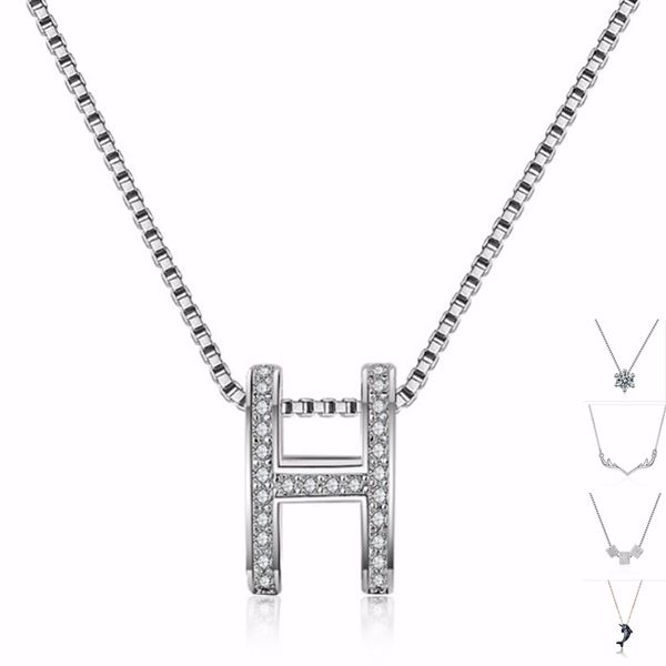 

10pcs wholesale retail mix 925 sterling silver pendant necklace women fine jewelry silver simple romantic wedding jewelry gift