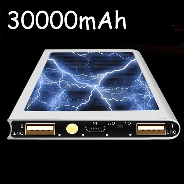 

solar portable waterproof portable power bank 30000 mah for all smart phone battery powerbank fast charging external battery led