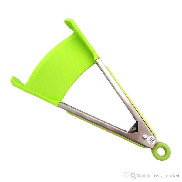 

new 2-in-1 clever spatula tong kitchen spatula tongs non-stick heat resistant food clip grip stainless steel accessories