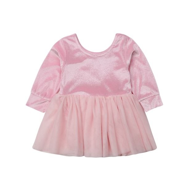 

princess baby cute girls dressed long sleeve velvet bodysuit jumpsuit lace dress mesh clothes oufits, White
