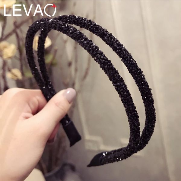 

levao shiny rhinestone hairband women full diamond super flash double crystal side hair band hoop headband hair accessories