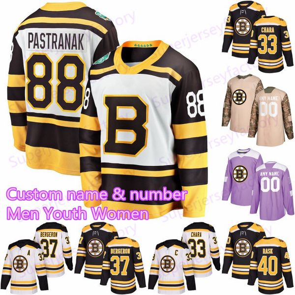 

88 David Pastrnak Boston Bruins jersey 33 Zdeno Chara 8 Cam Neely 63 Brad Marchand 73Charlie Mcavoy 74 Jake DeBrusk 42 Backes Hockey Jerseys