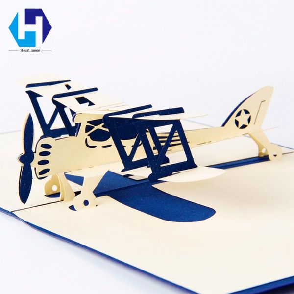 

3d up greeting card airplane dies laser cutting envelope postcard hollow carved handmade kirigami children creative gifts