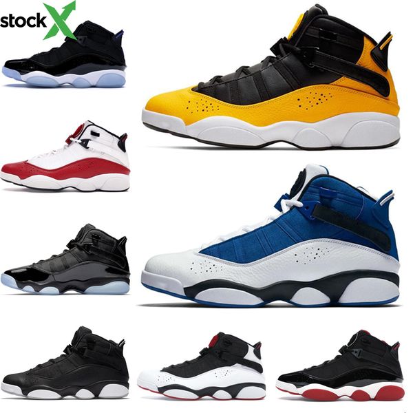 

men basketball shoes 6 six rings concord confetti taxi bred space jam metallic gold mens trainers athletic sports sneakers 7-13, Black