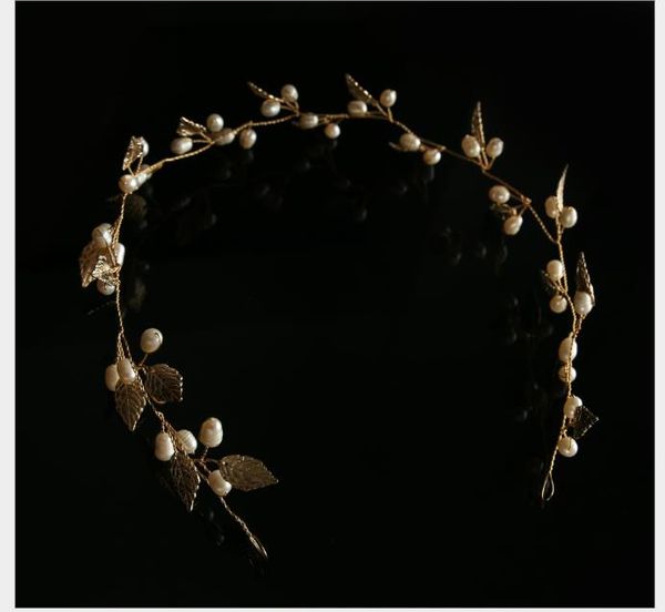 

handmade pearl hair with gold and silver bride marriage accessories headband bride jewelry, Slivery;golden