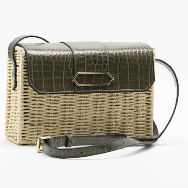 

caker 2020 women ratton straw handbag fashion beige pu leather+straw beach bags wholesale