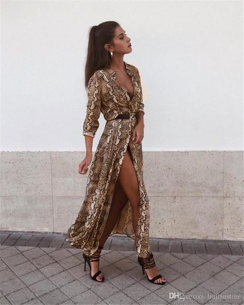 

summer leopard отворот шея платье женских v шея платье партии вскользь дамы платья модельеры с длинным рукавом юбка платье, White;black