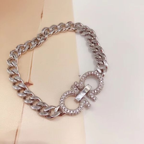 

2019 new lovers bracelet charm double d bracelet micro diamond insertion fashion couple jewelry for men and women, Black