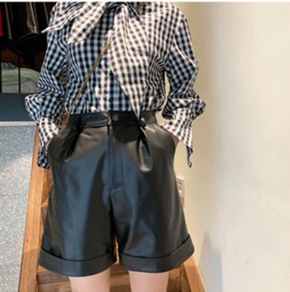 

2020 women new real genuine sheep leather shorts g9, White;black