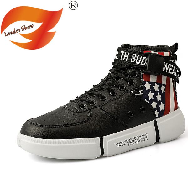 

leader show men casual shoes comfortable high-men sneakers trend spring fashion shoes for flats casual zapatillas, Black