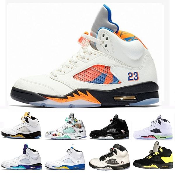 

with box satin bred fresh prince 5 wings 5s psg black men basketball shoes og white grape space jam mens sports sneakers