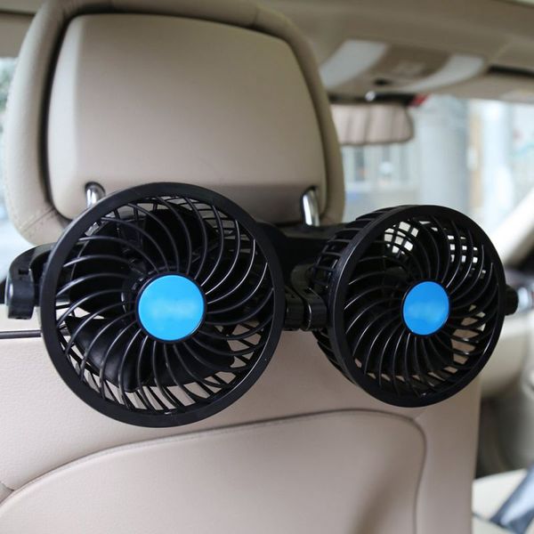 

360 degrees rotating dual head mini 12v car seat clip cooling fan strong wind car air cooler exhaust heat sink fans wire control