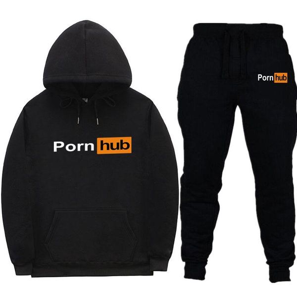 

Руна Hoodie И Sweatpants костюмы Мужчины Женщины Уличная Весёлые PornHub фуфайки и кальсоны костюм Спортивный костюм