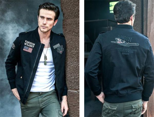 

spring fashion the pilot mens jackets stand collar long sleeve mens coat, Black;brown