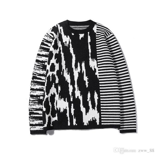 

2019 latest zebra stripes winter casual sweater brand clothing long sleeve mens sweaters classic shirt pullover o-neck knitwear, White;black