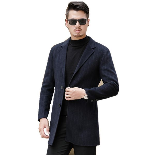 

2018 autumn and winter new wool coat men's casual woolen coat men's solid color casual fashion jacket xd722, Black