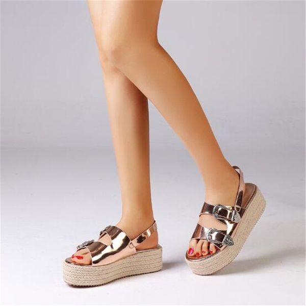 

leisure sandals plus size wedges shoes women high heels sandals summer shoes flip flop chaussures femme platform sandals, Black