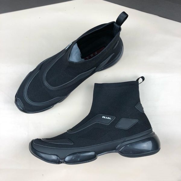 

with box mens luxury man genuine leather shoe men's shoes pr p98 sneakers sandals 02, Black