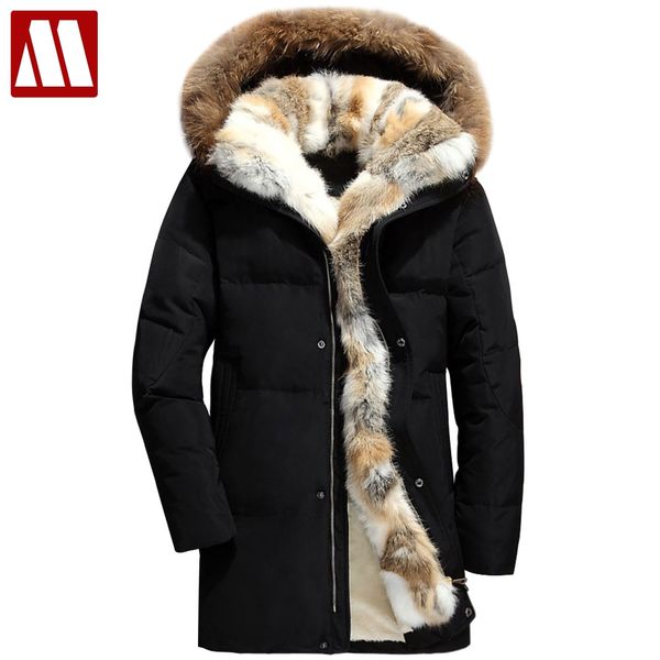 

2020 winter down coat men thick fur liner warm men's down jackets s-5xl size winter man hooded parka wellensteyn snow duck coats, Black