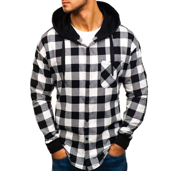 

sweatshirts men autumn winter pullover plaid hooded sweatshirt outwear blouse hoodies men casual mens sweatshirt sudadera, Black