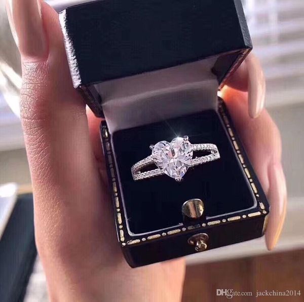 

choucong original desgin cute classical jewelry 925 sterling silver heart shape white z cz diamond women wedding band ring for lovers'