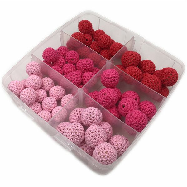 

red series crochet beads wooden baby bracelets and necklace teething nursing toys accories kit