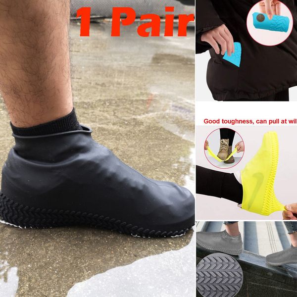 

1pair silicone waterproof shoe cover outdoor thicken rain reusable elasticity overshoes rainproof hiking skid-proof shoes covers